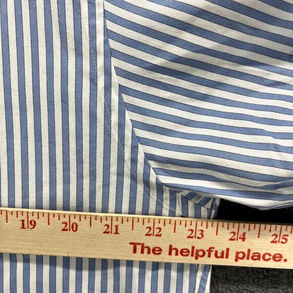 Michael Kors Shirt Mens Large 16  34/35 Blue Button Up Striped Long Sleeves - Picture 8 of 16